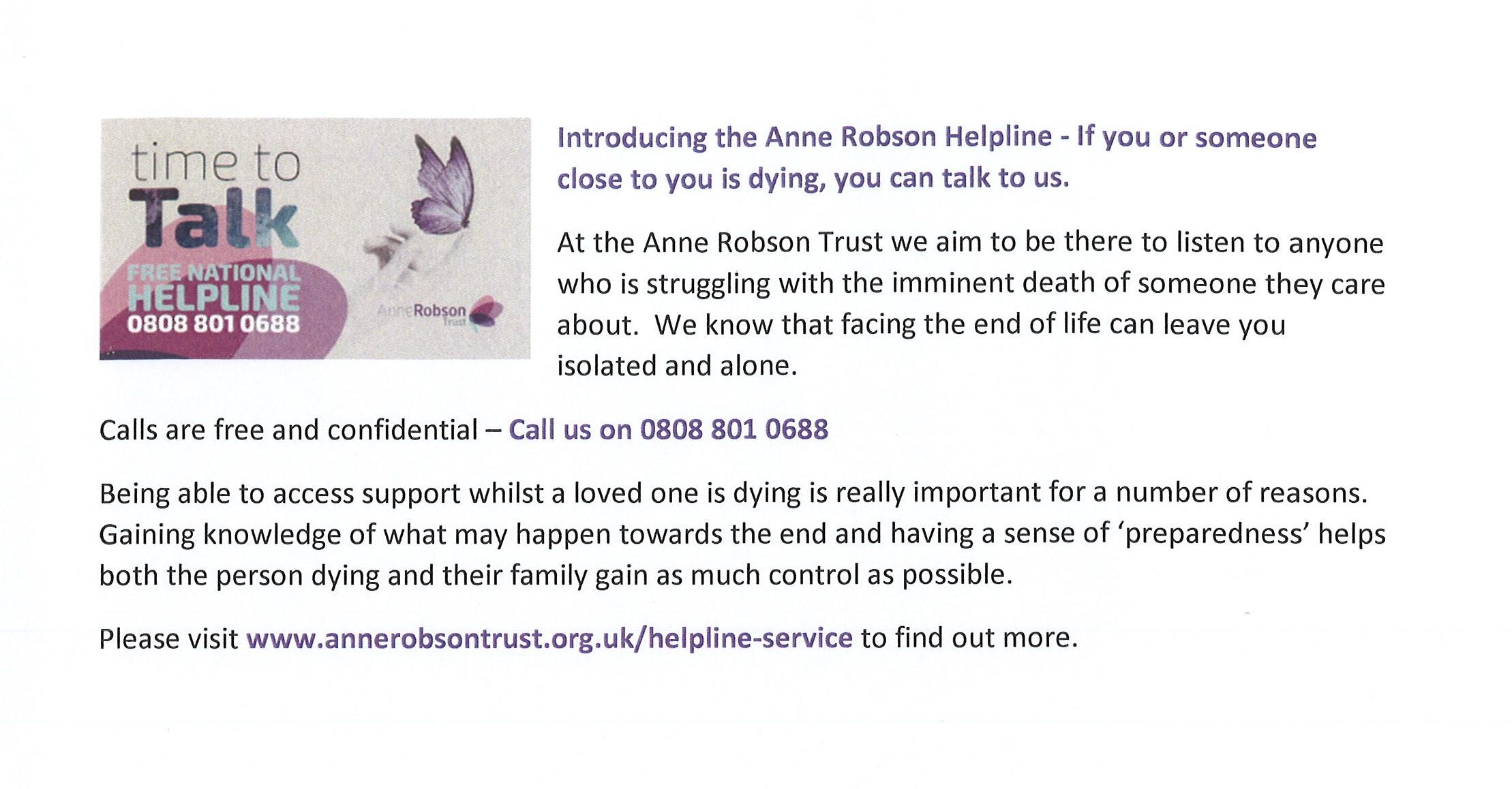 Anne Robson Trust Helpline