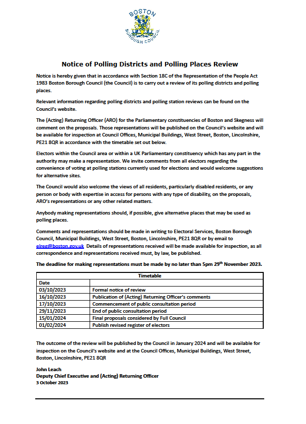 Polling Districts review